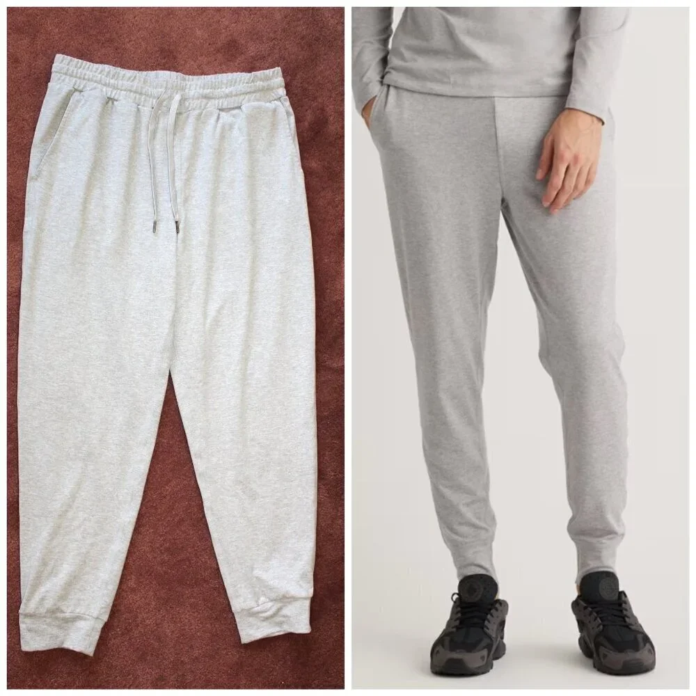 Quince Flow knit Mid Rise Men's Joggers Small Heather Pale Grey Outdoor Gym Run